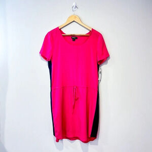 DKNYC Hot Pink Silk Stretch Drawstring Dress | Medium *